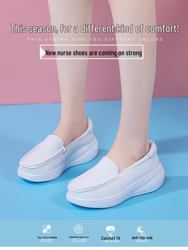 Women's Breathable Soft Sole Nurse Shoes - Comfortable, Non-Slip, Anti-Odor, Heightening, Thick Sole for Medical Staff