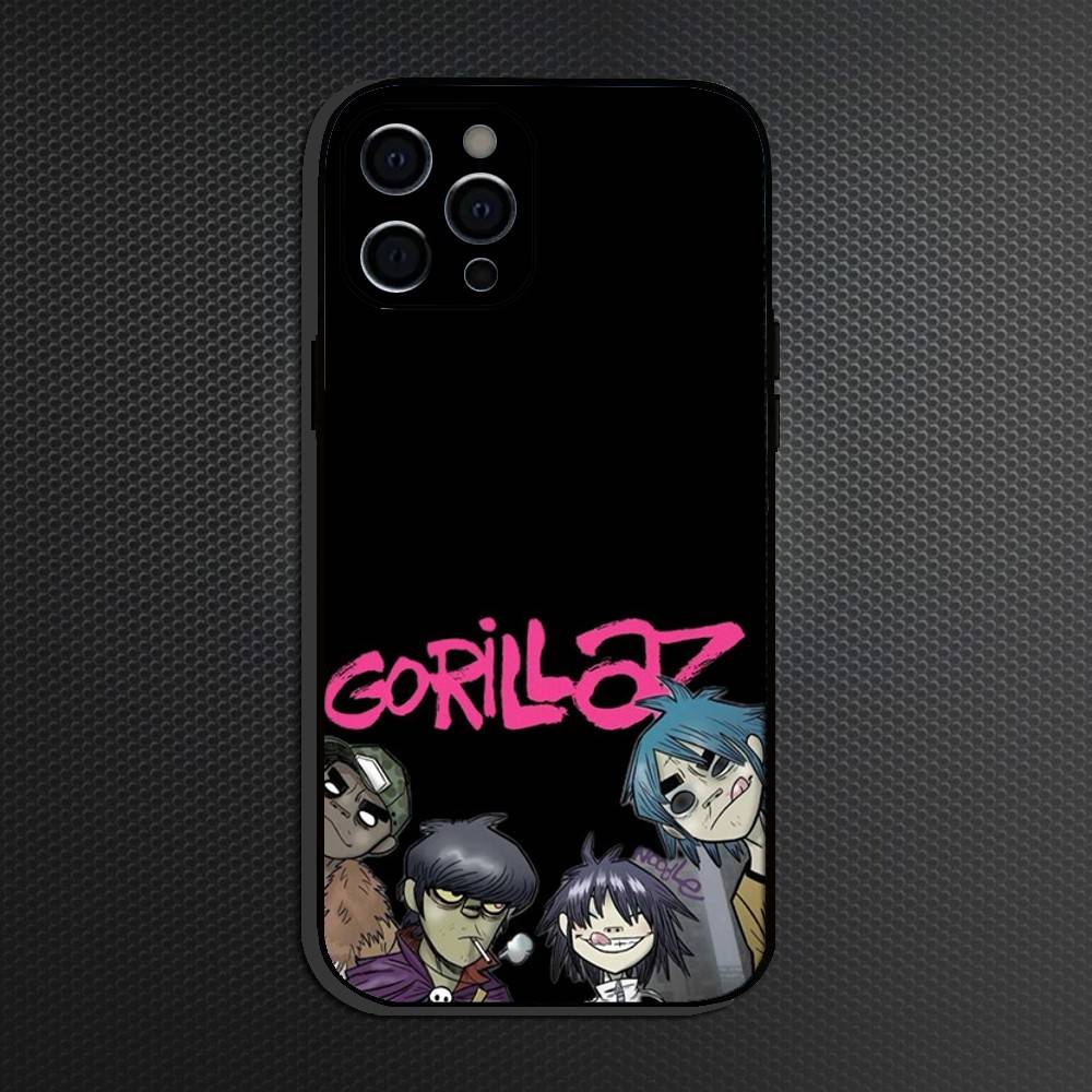 Gorillaz Anime Phone Case For iPhone 16,15,14,13,12,11 Plus,Pro Max, Soft Silicone Black Cover