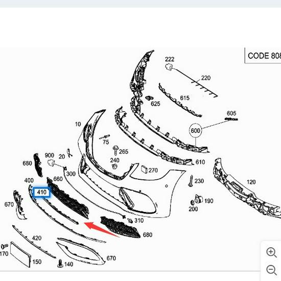 Front Bumper Center Trim Bright Strip for Mercedes-Benz S-Class S350 W222