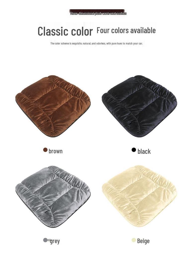 Winter Plush Car Seat Cushion Set: Thickened Warm Three-Piece Short Plush for Rear Row
