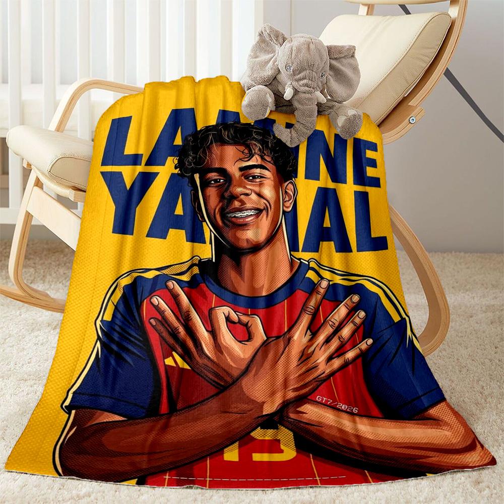 Lamine Yamal's Zukunfts-Fußball-Decke Ultra-Weich Toll für Bett Bürostuhl Büro für Alle Jahreszeiten Verspieltes Design Geburtstag Weihnachtsgeschenk Decke