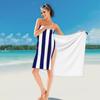 Classic Stripes Navy Blue And White Beach Towel Soft Microfiber Quick Dry Absorbent Quick Towels For Yoga