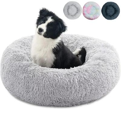 50cm Rund Husdjurssäng för Stor Hundsäng Supermjuk Kattsäng Lång Plysch Hundkoja för Medium Hundkoja Vintervarm Sovmatta