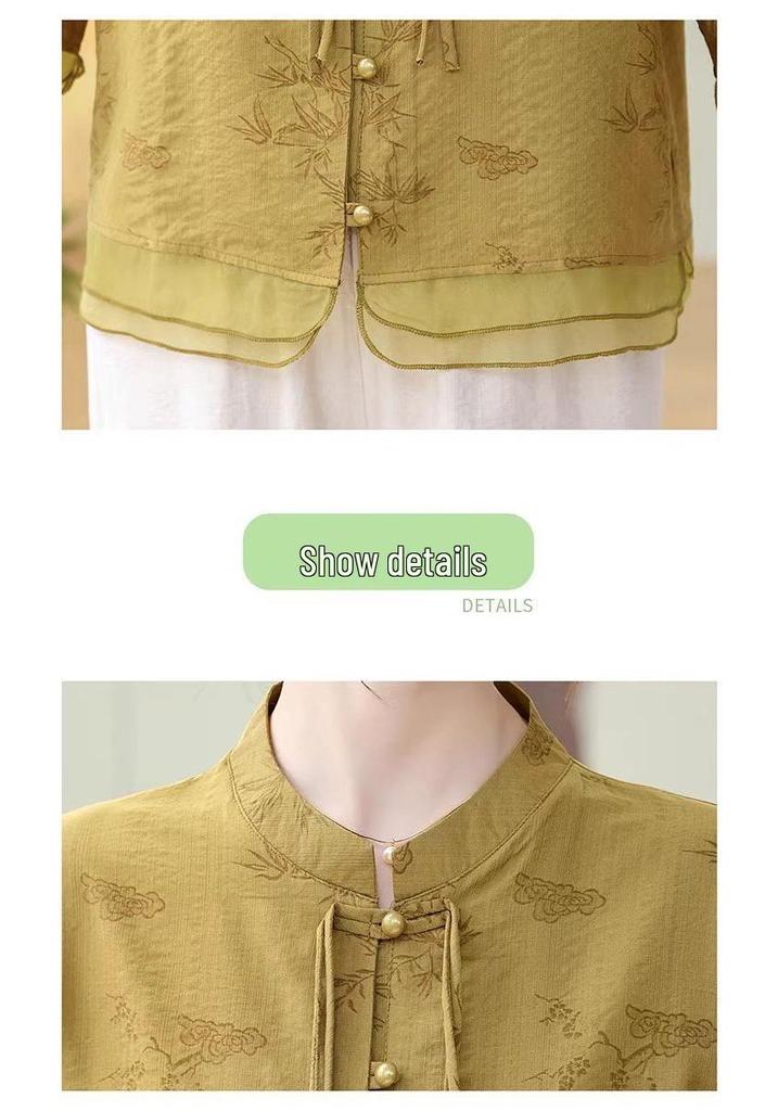 Mamas elegantes Sommer-Anzug im chinesischen Stil 2026: Schickes kurzärmeliges T-Shirt für Frauen mittleren Alters und ältere Frauen