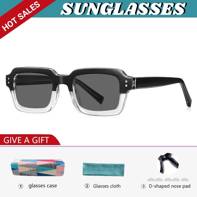 GENEVIEVE Simple Geometric Square Box Photochromic Anti-blue Light Glasses Polarized Sunglasses Can Be Customized Prescription