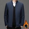 Autumn and winter trendy men's dad jackets, casual jackets, middle-aged and elderly men's stand-up collar velvet jackets, trendy tops