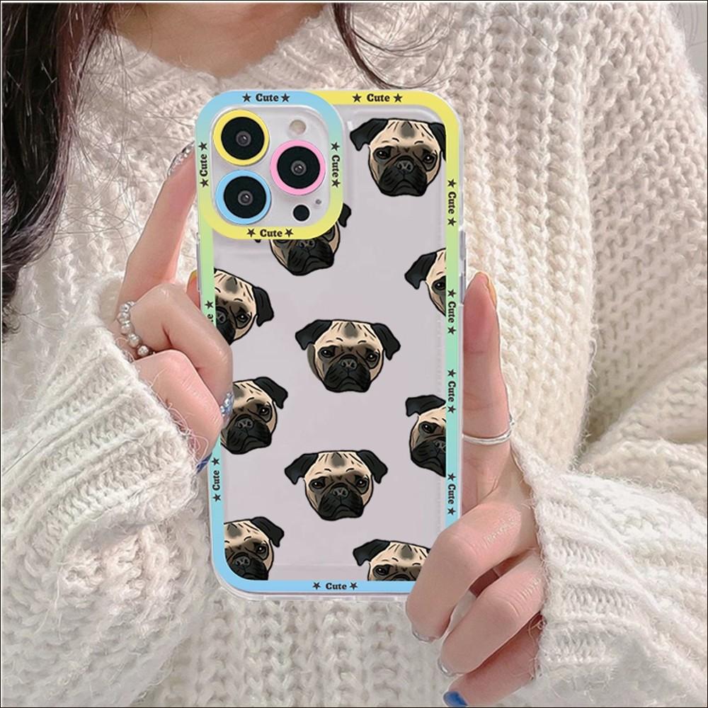 Pug Dog French Bulldog Phone Case For IPhone 14 13 12 11 Pro Max Mini X Xs XR 6 7 8 Plus SE 2020 Transparent Case