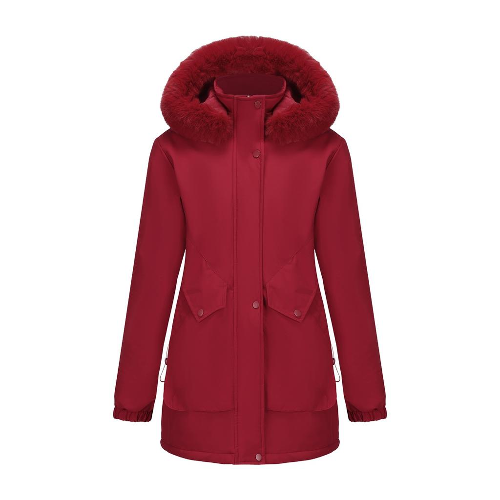 Winter Coat Women 2025 Long Plush Fur Collar Fleece Lined Parka Jacket Korean Style
