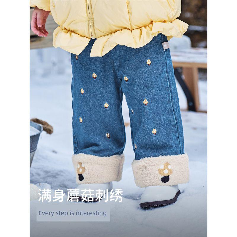 David Bella Children's Wide-Leg Pants 2026 New Girls' A-Class Denim Long Pants Baby Winter Pants Lyocell