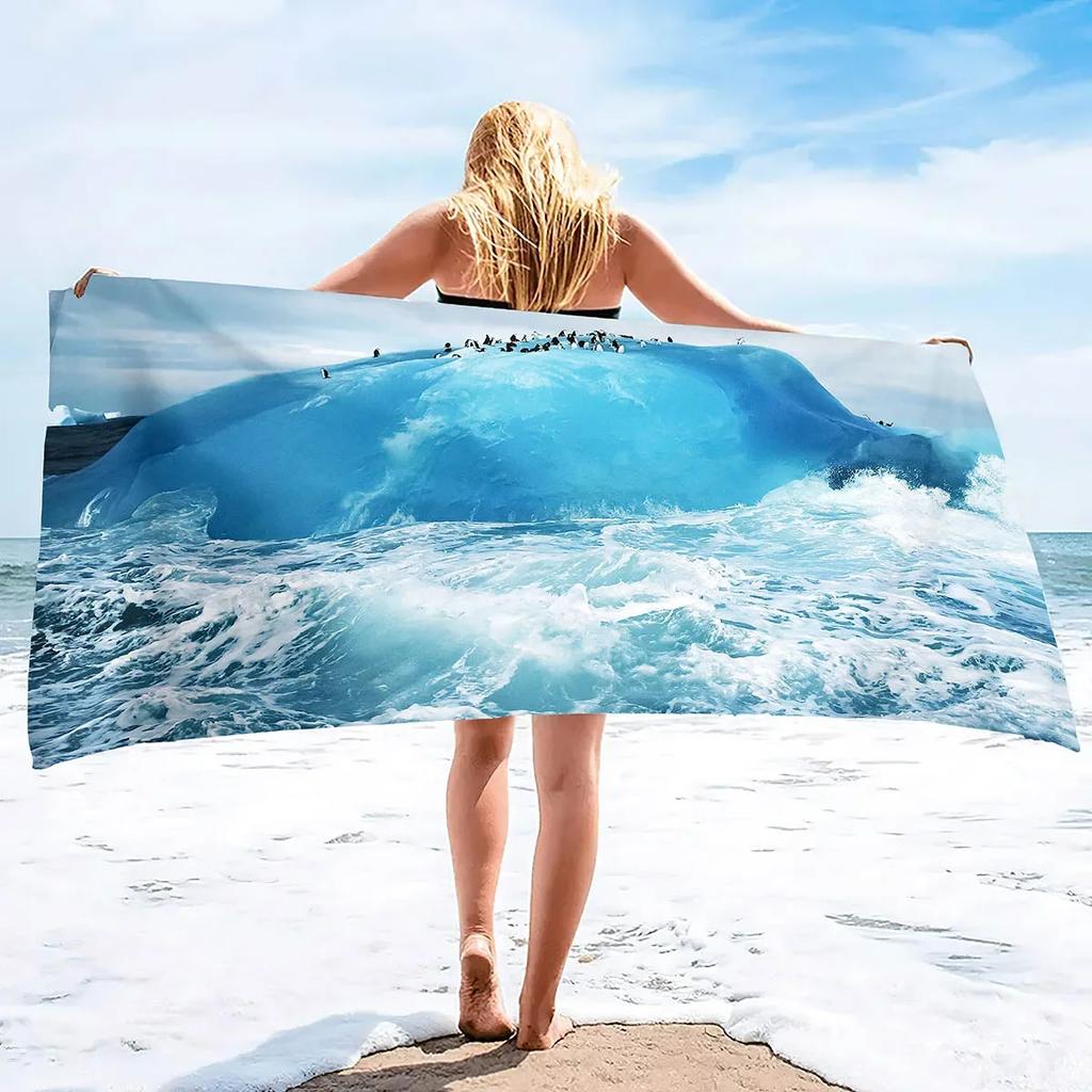 Microfiber Iceberg Beach Towel,Beach Towels Oversized, Quick Dry Sand Free Bath Towel Large, Absorbent Sup Soft Bathroom Towel
