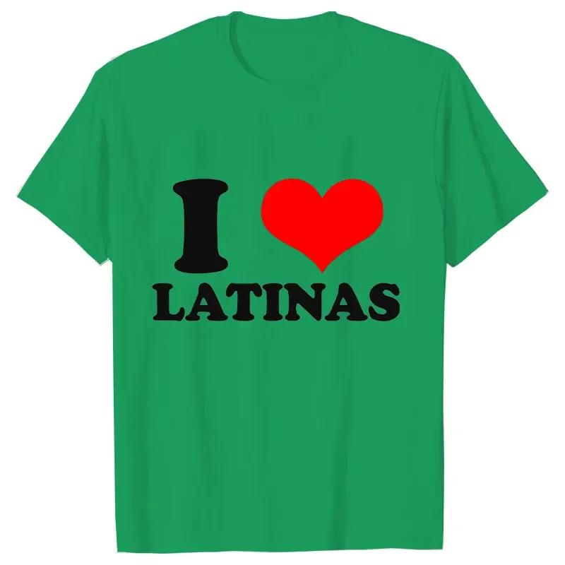 T-shirt for Men I Love Latinas Men Tops Casual Clothing Vintage Sportswear I Heart Latinas Design Oversized Clothes Trend Tshirt