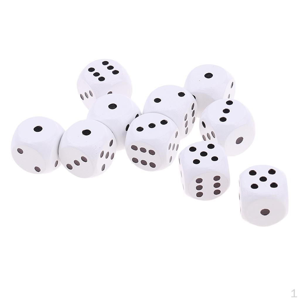 10 Штук Деревянные D6 С Точками и Игрушка для Настольных Игр White