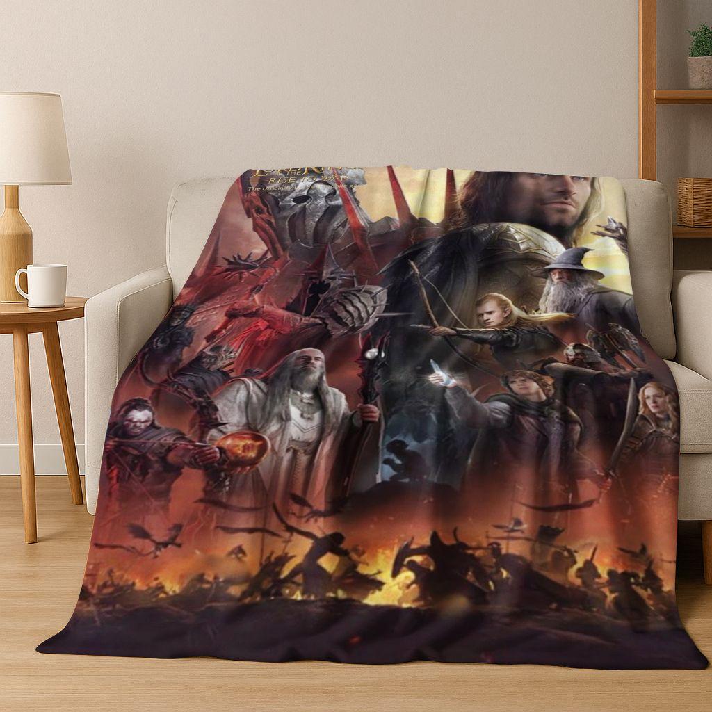 26 Style L-Lord of Rings H-Hobbit Movie Flannel Blanket,Warm and Cozy Soft Throw Blanket for Home Bedroom Bed Sofa Cover Gift