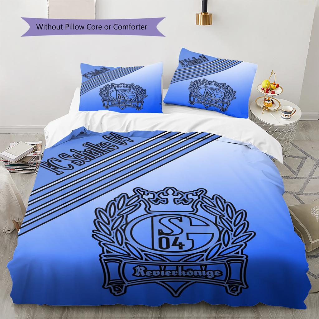 FC Schalke 04 Pattern Bedding Set Quilt Cover Pillowcase Home Decor Gift (1 * Duvet Cover + 2 * Pillowcase, Without Core)