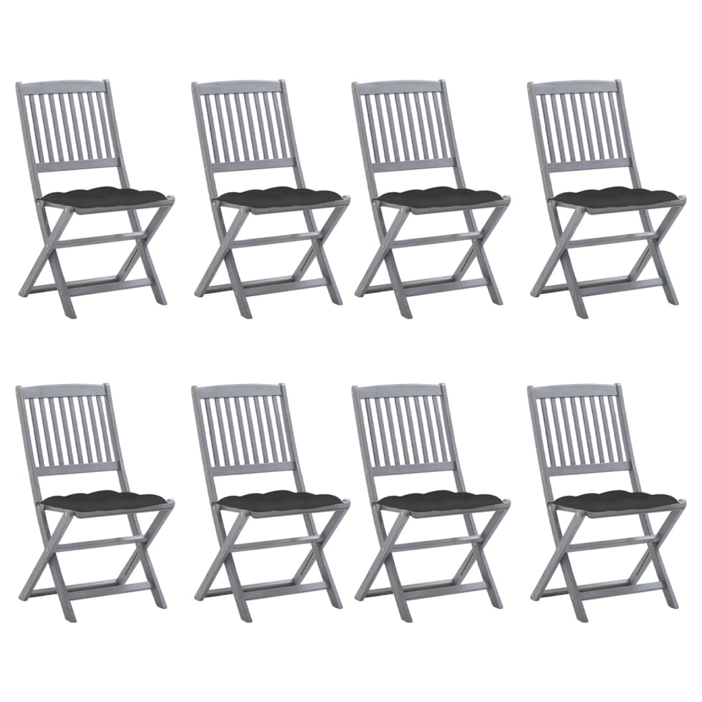 Buy Folding Garden Chairs 8 pcs with Cushions Solid Acacia Wood at