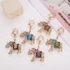 Fashion Rhinestone Elephant Keychains Cute Animal Keyrings Car Key Chain Women Bag Charm Pendant Jewelry