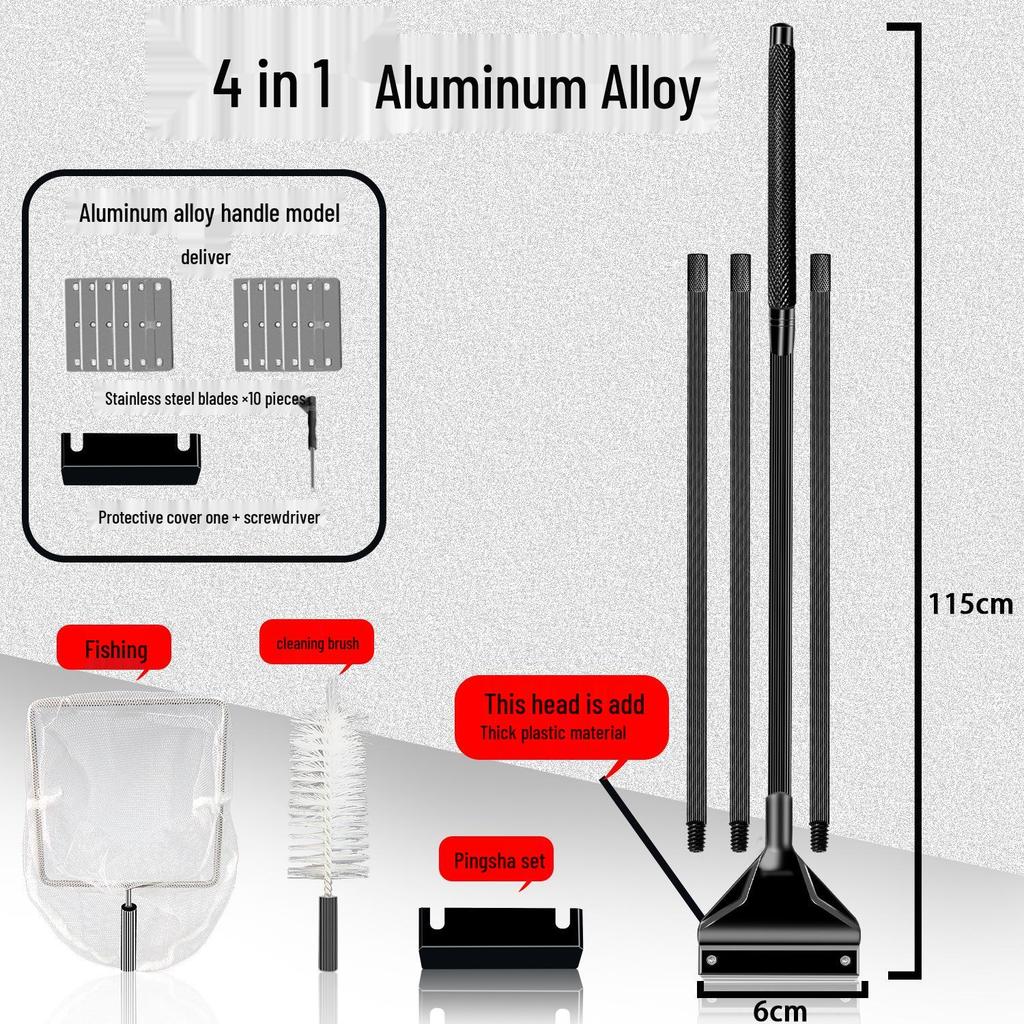 Aquatic Plant Tank Cleaning Set: Algae Scraper, Seaweed Remover, Moss Knife, No Dead Angle Brush Tool.