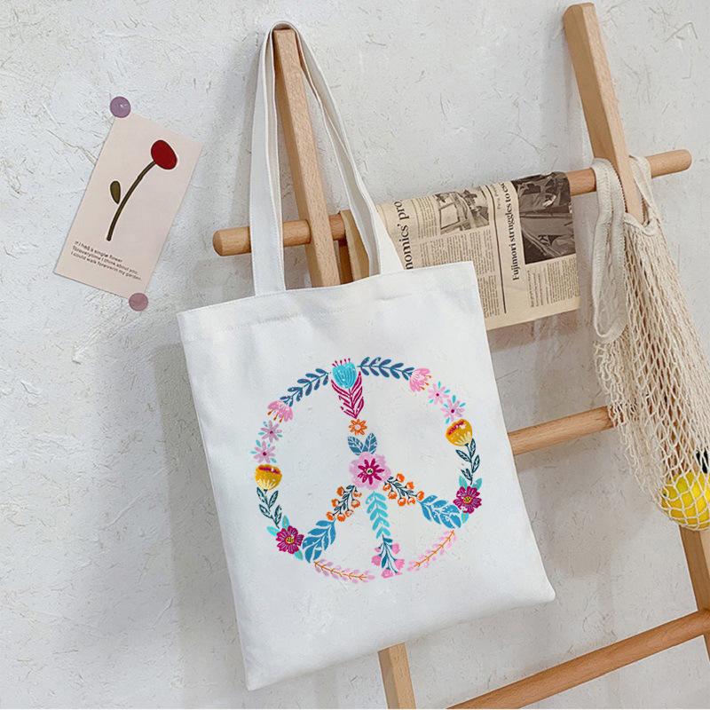 Floral Print Canvas Bag Casual Handbag Women Large Capacity