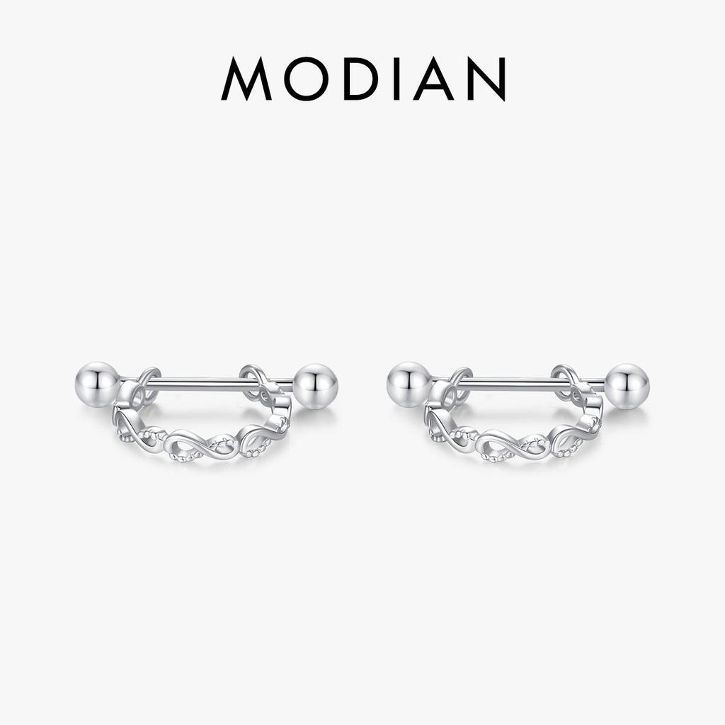 MODIAN 925 Sterling Silver Simple Infinite Love Screw Hoop Earrings Trendy Hollow Earrings For Women Girls Original Fine Jewelry