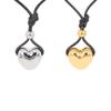 Glossy Heart Necklace with Black Wax Cord, Adjustable 18K Gold-Plated Titanium Steel for Women