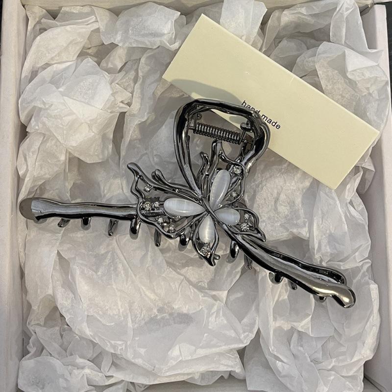 1pc/2pcs Metal Butterfly Gripper Clip for Women's New High-end Style, Shark Clip At the Back of the Head, Large Hair Clip