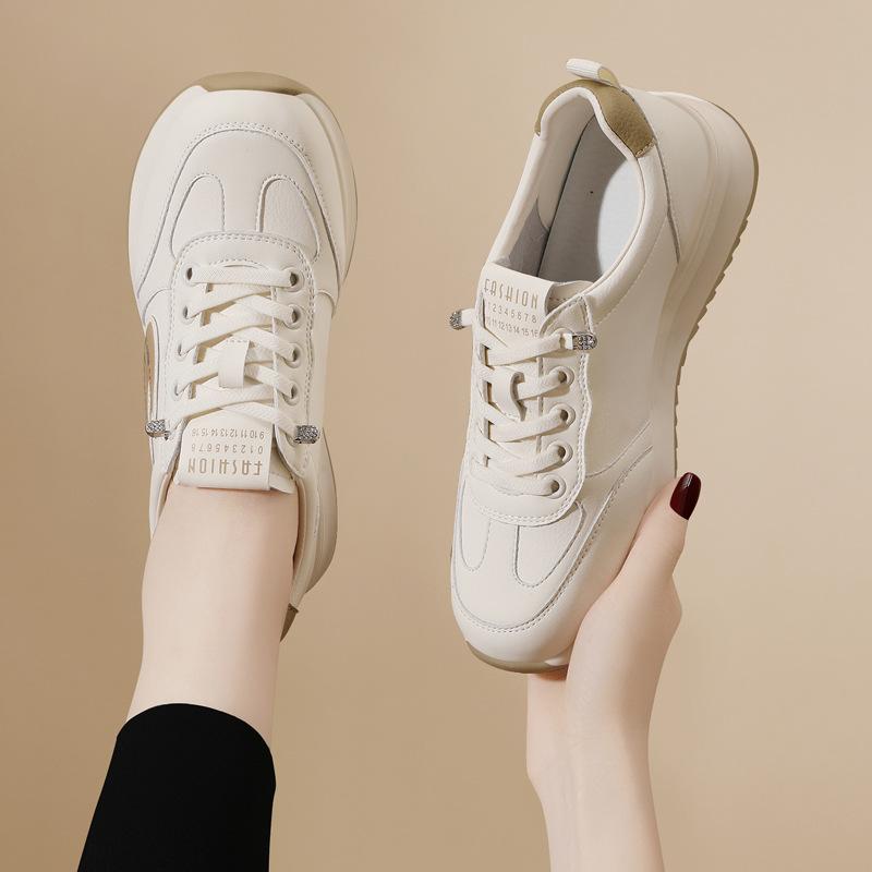 Leather Sneakers Women's New Models Breathable Spring and Autumn Fashion Versatile Women's Shoes Platform Leather Women's Casual Shoes