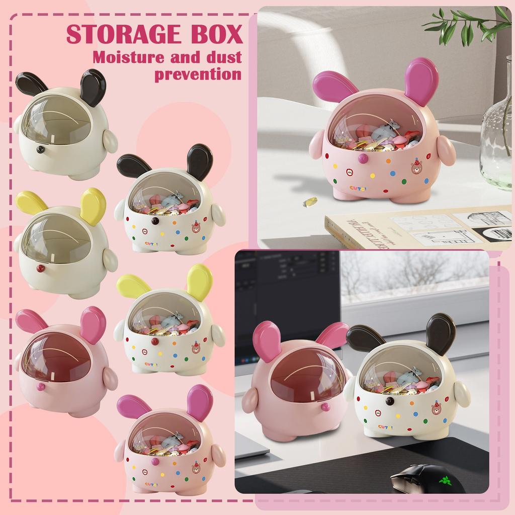 Cute Cashier Candy Storage Box Plastic Transparent Tape Cover Desktop Cartoon Creative Bar Multi Functional Tea Bag Storage Box