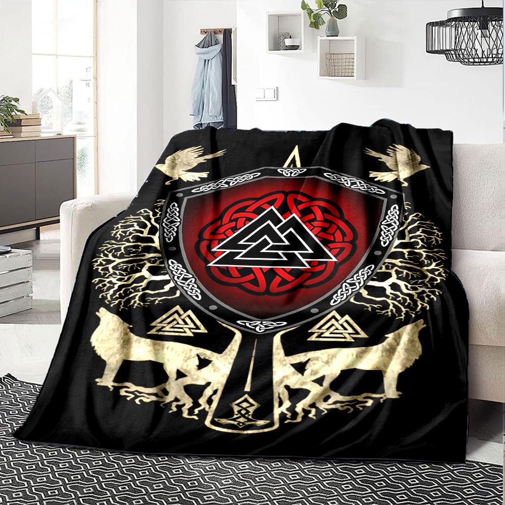 1pc Celtic Shield Throw Blanket Soft Flannel, Cozy All Season Polyester Perfect for Home, Office