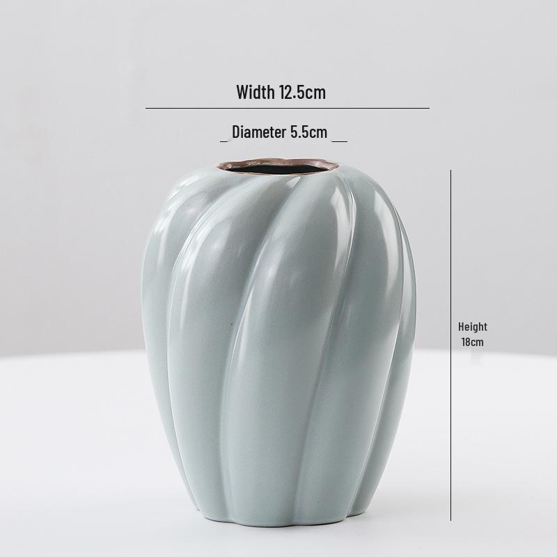 Elegant Celadon Vase: Classical Ru Kiln Ceramic for Hydroponic Flower Arrangements and Living Room Decor
