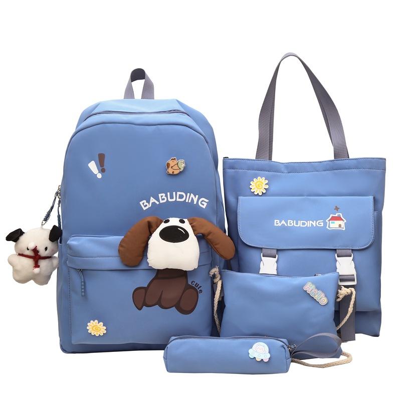 Four-Piece Backpack Set Puppy Student Schoolbag Unisex Large Capacity Backpack