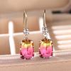 Cute Female Red Green Rainbow Drop Earrings Luxury White Crystal Earrings Yellow Gold Color Wedding Earrings For Women