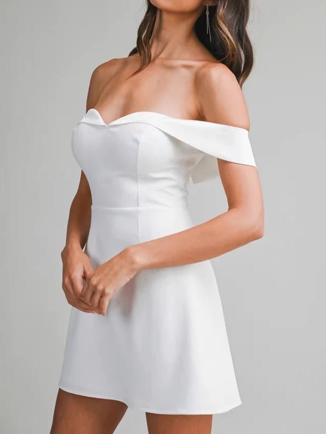 European American Women's Fashion One-Shoulder Backless A-line Mini Dress