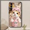 Funny Cute Cat   Phone Case For Samsung Galaxy A73,A72,A71,A70,A53,A52,A51,Soft Silicone Black Cover
