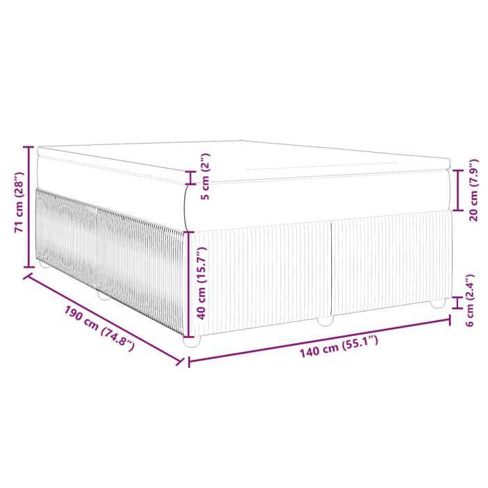 VidaXL Slatted Bed Base with Mattress Black 140x190 Cm Fabric 3285569