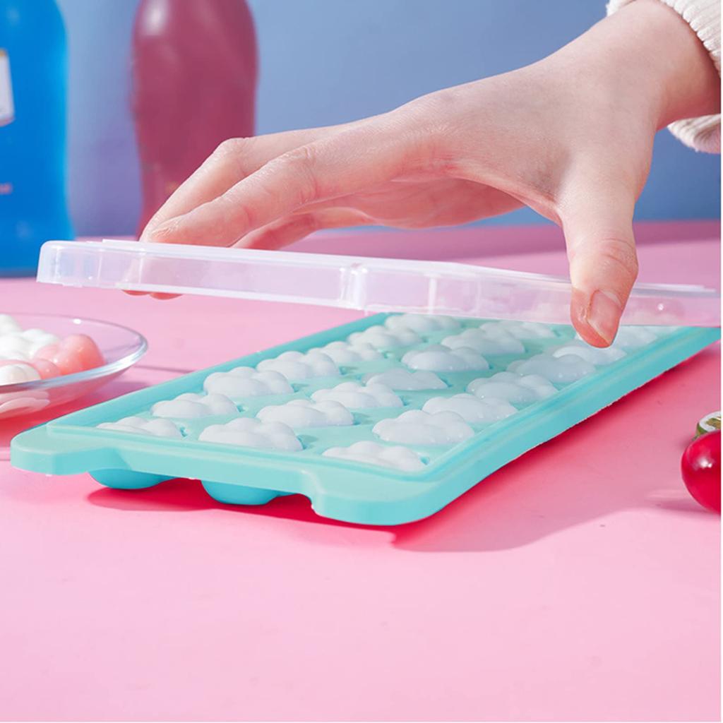 Silicone Ice Cube 24 Easy Ice with Cute Cat Paw Chocolate Shape [Charming Decoration] Tray, Cavities, Removal, Lid, Shape, Juice, Whiskey, (Green)