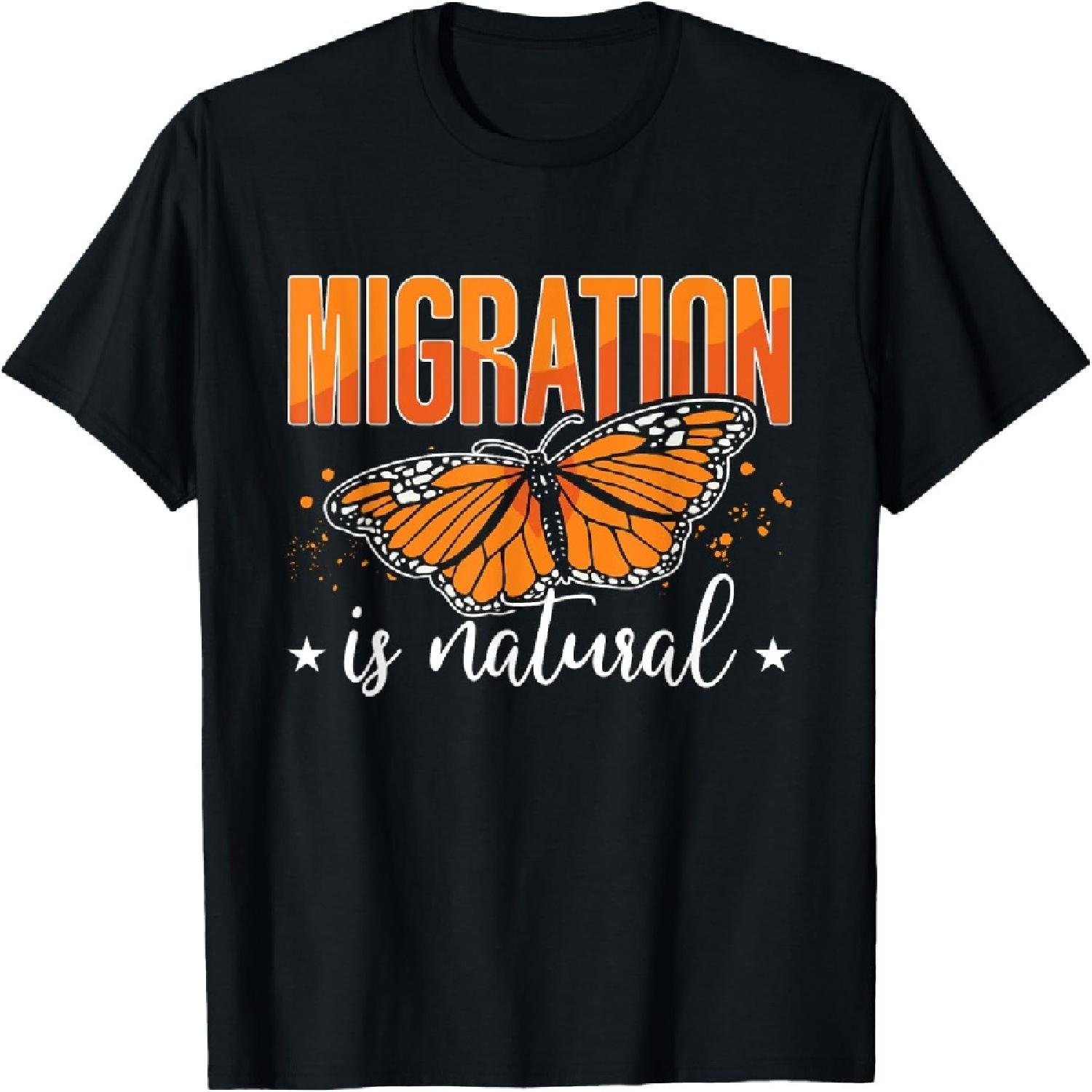 Migration Is Natural Entomologist Monarch Butterfly Milkweed T-Shirt S