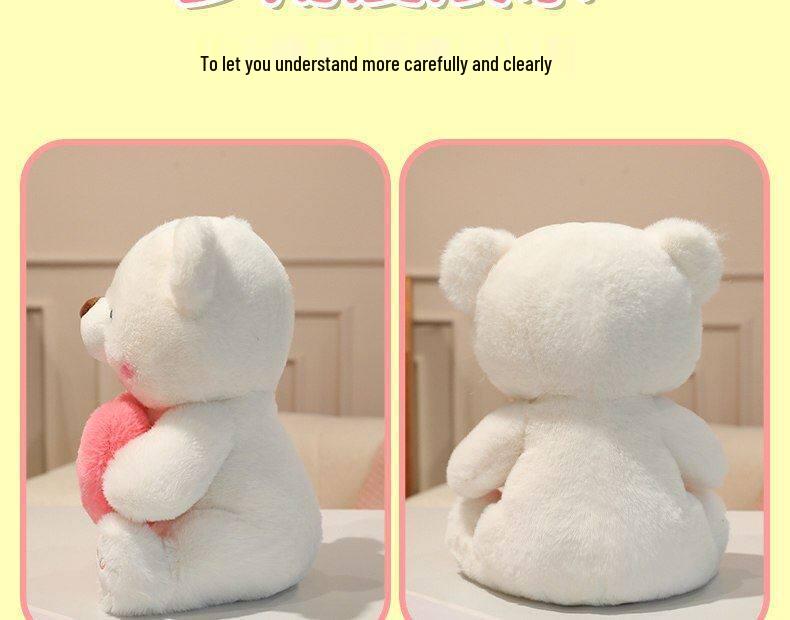 Heart-Shaped Plush Teddy Bear Doll - Soft, Cute, Healing Girly Gift