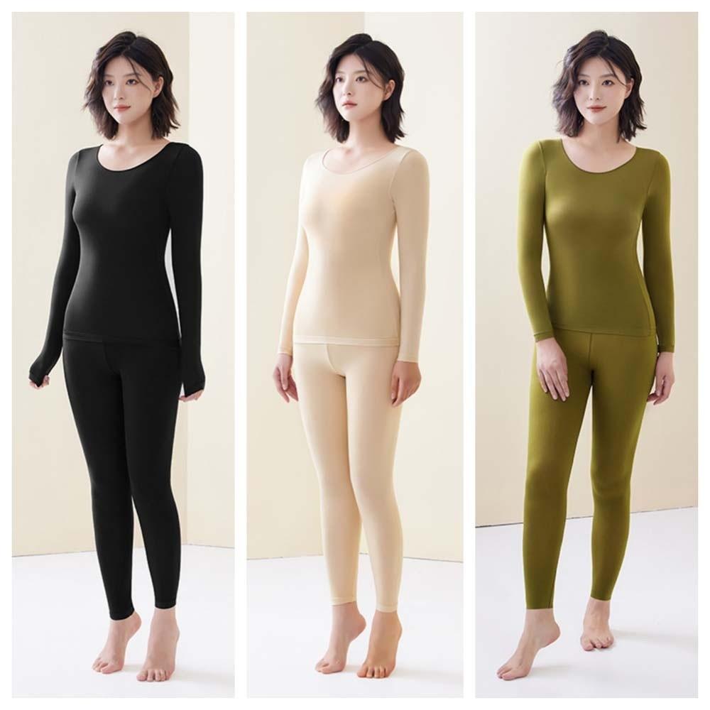 Tops and Pants Set Thermal Underwear Round Neck Warmth Long Pants Women Thermal Clothes  Undershirt
