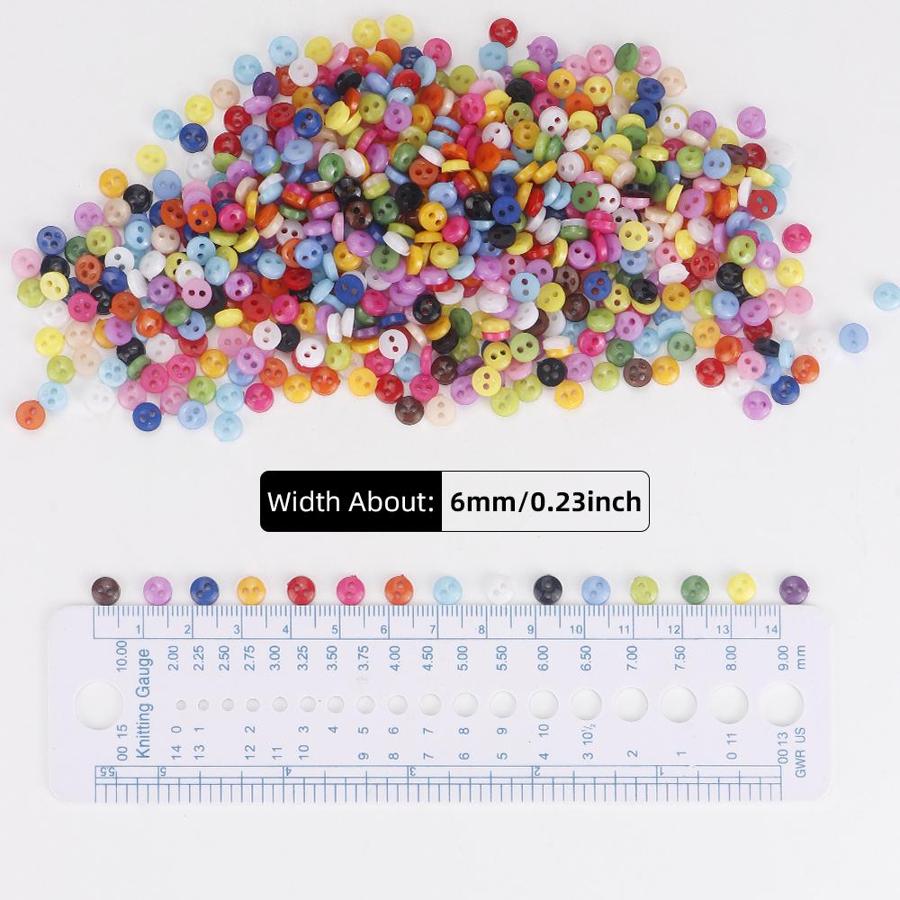 600pcs 6mm colorful two hole plastic button, round small resin sweater buttons, DIY household sewing clothing button accessories