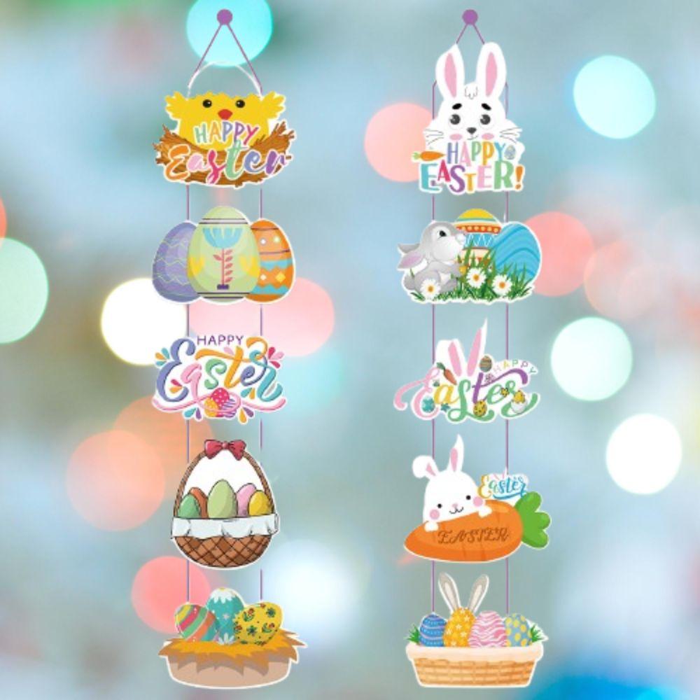 Cute Easter Rabbit Door Pendant Cartoon Party Door Couplet Happy Easter Wall Decor  Kids Gift