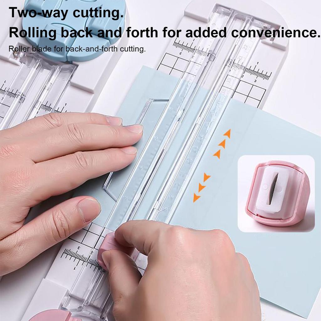 Paper Cutter 4-in-1 Multi-Function Photo Cutter Scrapbooking Cutter Creasing Machine Hand-Cutting Card Label Cardboard Art Tools