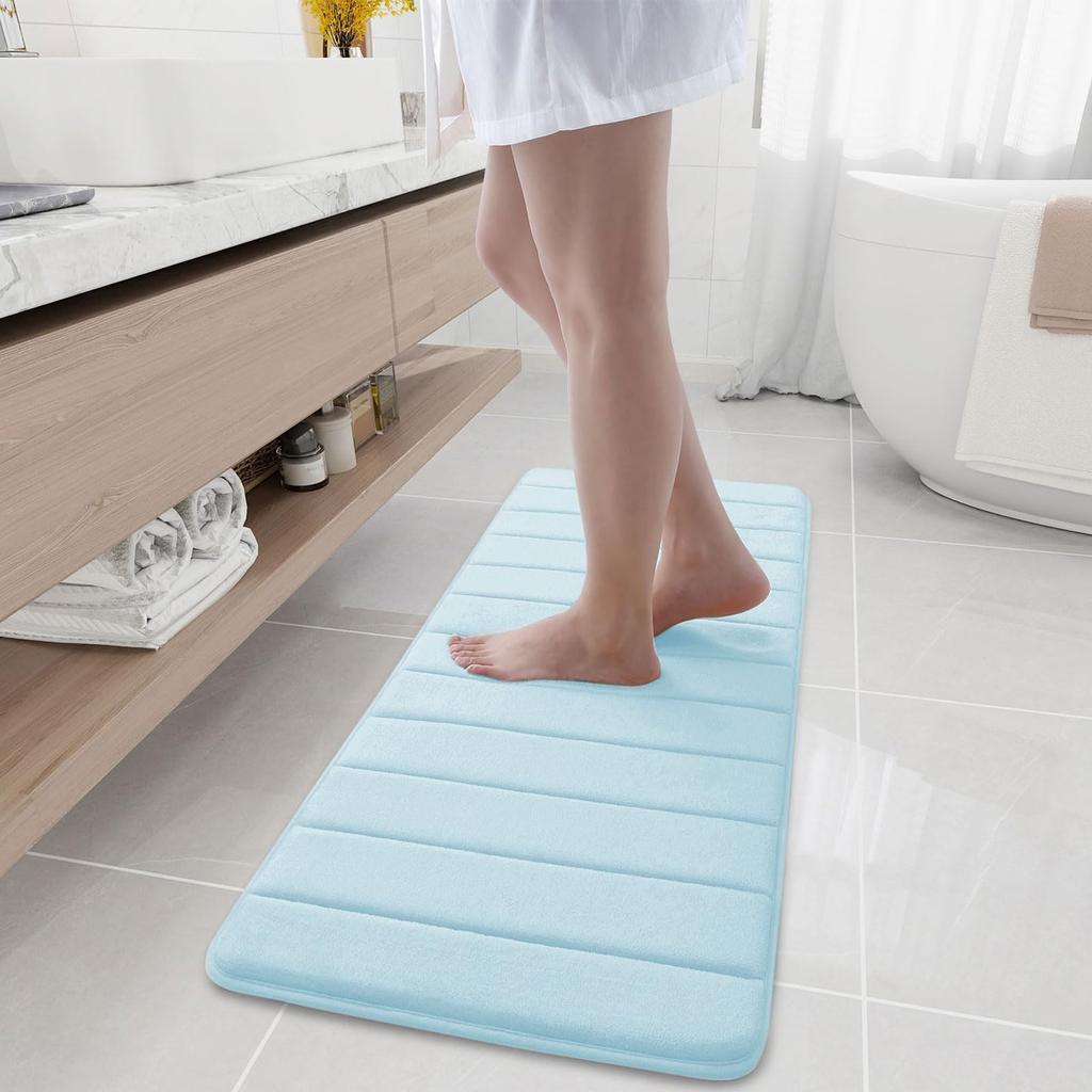 Olanly Soft Memory Foam Bathroom Bath Mat Absorbent Non-Slip Bath Mat Washable Comfortable Bath Mat Easy to Dry For Bathroom Rug
