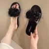 Slippers 2025 word summer new wear Mao Mao fashion casual flat bottom