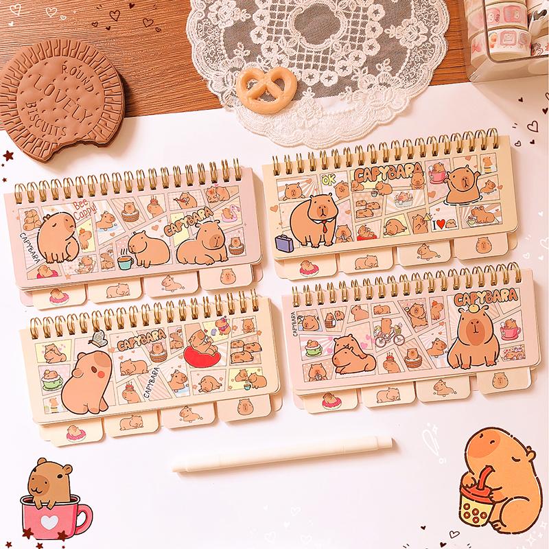 Kawaii Stationery Office Accessories School Supplies Mini Portable Notebook Small Notepad For Daily Notes Capybara Diary