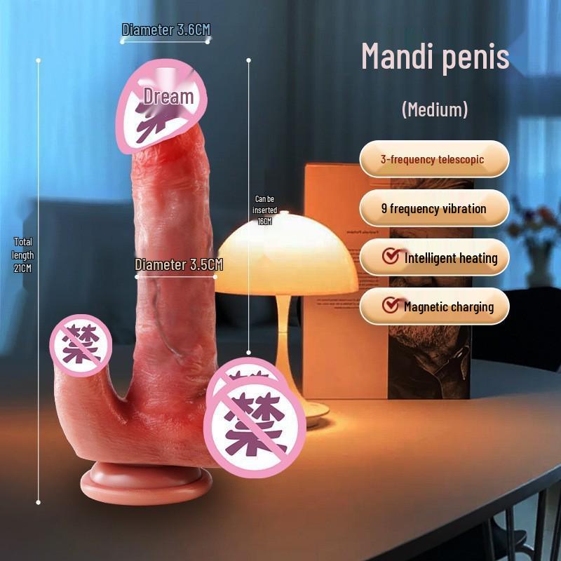 Automatic Retractable Vibrator with Licking Tongue & Fake Penis for Women - Adult Masturbator & Sex Toy