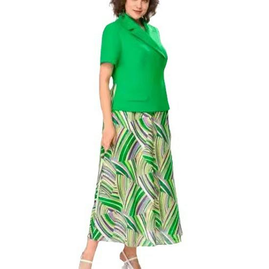 Women's 2024 Summer Green Short-Sleeved French-Spliced Dress