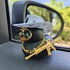 Cute Cowboy Hat Black Duck Car Ornament - Rear View Mirror Exclusive Decor | Fun Contrast Auto Interior Gift