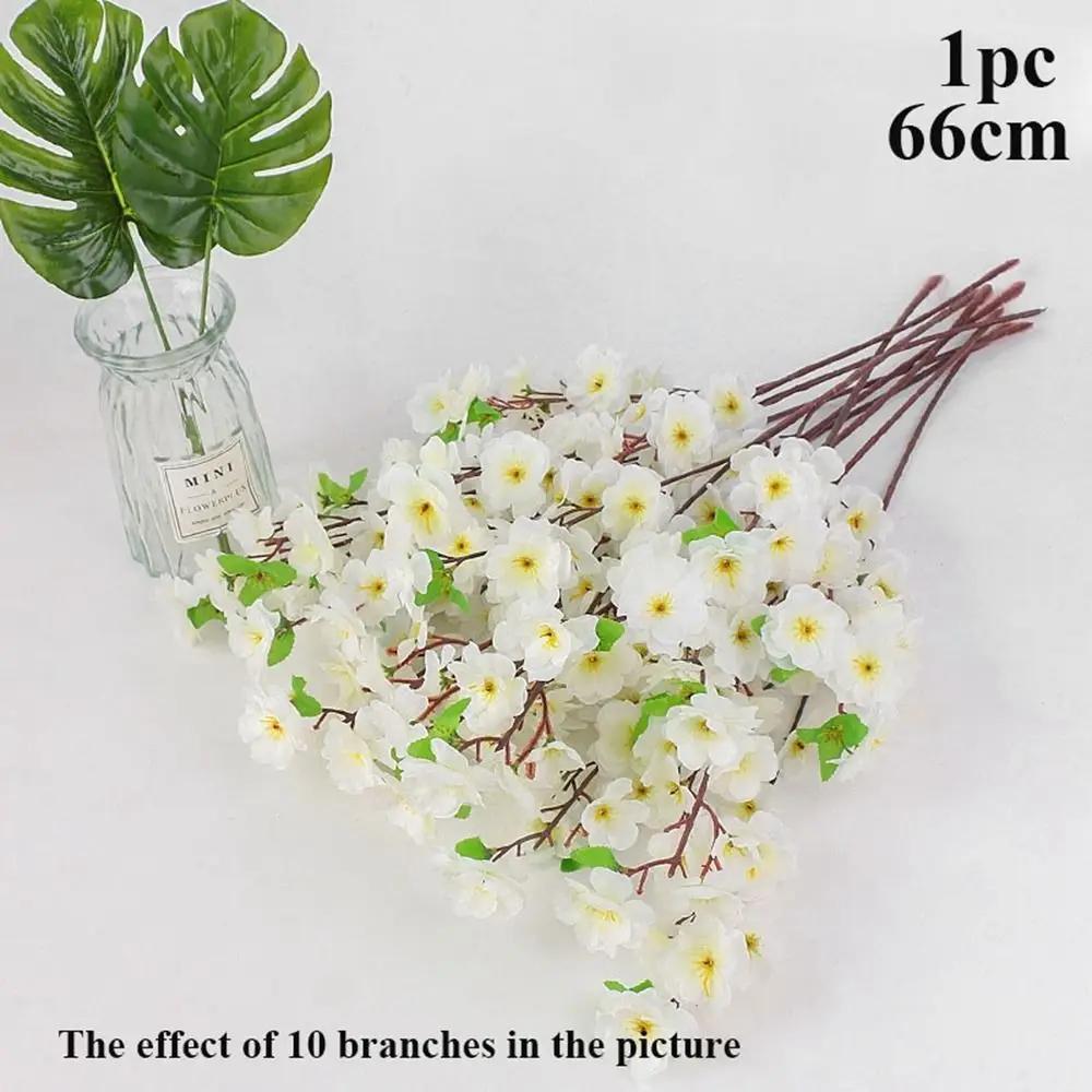 New 66cm Plum Blossom Branch Red Plum Blossom Branch Artificial Flowers Silk Fake Flower for Winter Spring Party Table Decor
