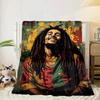 Bob music Vibrant Art Blanket Flannel Blanket for bed, sofa, Camping, Hiking, Picnic Essentials, gift for family Fan gifts