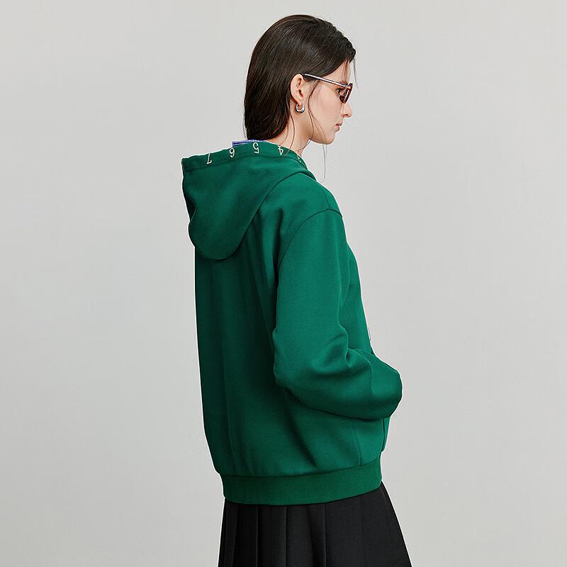 Women's Loose Fit Embroidered Hooded Sweatshirt